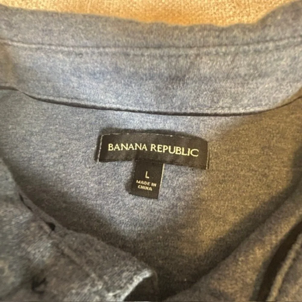 Banana Republic Men's Heathered Slate Blue Luxe Touch Performance Polo Shirt LG